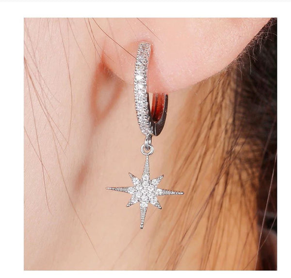 2pcs 925 Sterling Silver Round Hoop Huggies Earring Hooks, Tarnish Resistant Rhodium Plated, Cubic Zirconia CZ, Size Selecitons: 14mm/16mm