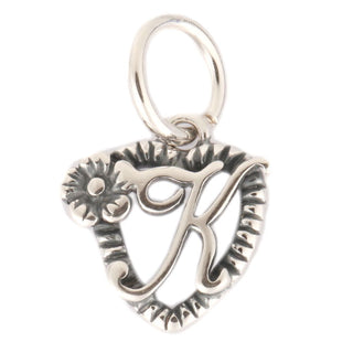 Solid Sterling Silver Letter K Initial Flower Heart Alphabet Name Charm, Compatible with Pandora...