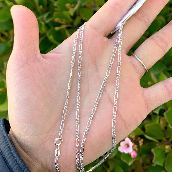 1pc 925 Sterling Silver Figaro Link Chain Necklace, Tarnish Resistant Rhodium Plated, 2.5mm, Length Selections: 18 inch/20 inch/26 inch