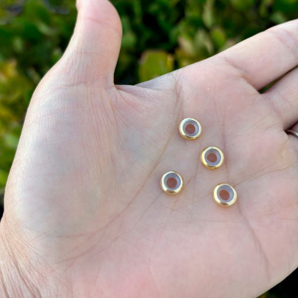 2pcs Real 1/20 14K Gold Filled Rubber Charm Holders, Bead Stopper, 8x3.5mm, Compatible with Pandora All 4mm Bracelet Necklace, JK2-K4