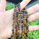 Natural Yellow Tiger Eye Gemstone Faceted Flat Round Coin Beads, 6mm, Hole ID 1mm, 15 Inch/1 Strand, GZ13-10