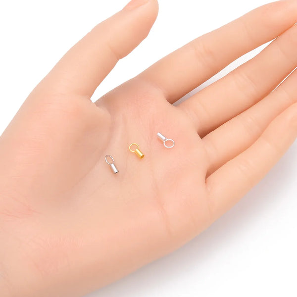 20pcs 925 Sterling Silver Crimp End Caps, Tarnish Resistant Rhodium Plated, Cord End Caps, Hole ID Selections: 1.5mm/2mm/2.5mm/3mm