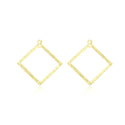 10pcs 15mm 2-Hole Square Drop Pendants, Tarnish Resistant, 18K Yellow Gold Plated Brushed Brass, BF-A1