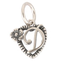 Solid Sterling Silver Letter D Initial Flower Heart Alphabet Name Charm, Compatible with Pandora...