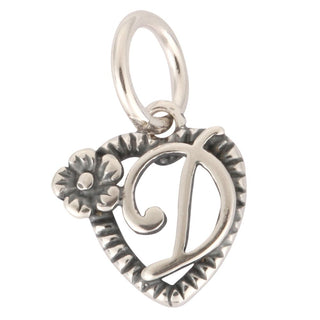 Solid Sterling Silver Letter D Initial Flower Heart Alphabet Name Charm, Compatible with Pandora...