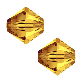 100pcs Adabele Austrian Faceted Bicone Crystal Beads #5301, Amber Topaz (Yellow), Size Selections: 3mm/4mm/5mm/6mm