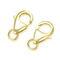 2pcs 925 Sterling Silver Lobster Claw Clasps, Real 18K Yellow Gold Plated, Size Selections: 10mm/11mm/13mm/15mm