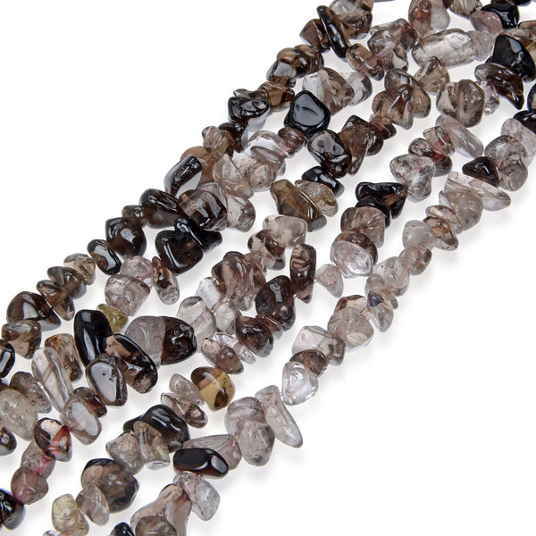 Natural Smoky Quartz Gemstones Chip Beads, Free Form, 5mm-8mm, Hole ID 1mm, 1 Strand/31 Inch, GZ1-18