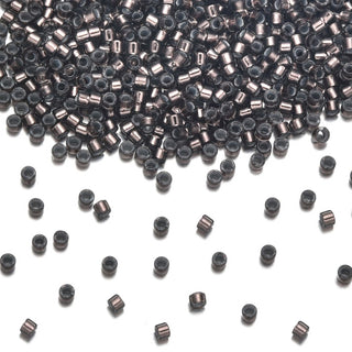 30g Miyuki Delica 11/0 Seed Beads, Transparent Copper-Lined Grey DB184
