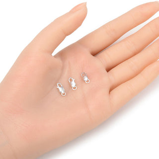 2pcs 925 Sterling Silver Rectangle Lobster Claw Clasps, Size Selections: 8mm/10mm/12mm/14mm