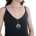 1pc Tree of Life Prosperity Necklace, Natural Black Quartz Rutilated Gemstone Pendant, 26 inch Surgical Stainless Steel Chain, GGP9-10