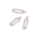 10pcs Grade A October Pink Rectangle Bar Birthstone Charm Drops, Sterling Silver Plated Brass, 21x7mm, CCP8-S10