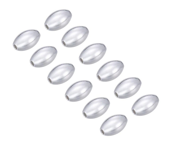 500pcs Tarnish Resistant Oval Beads, Sterling Silver Plated Brass, Size Selections: 7x4mm, 8x5mm, 10x6mm, 12x7mm