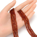 Natural Orange Spessartite Garnet Gemstone Tiny Small Faceted Round Beads, 4mm, Hole ID 0.6mm, 15 Inch/1 Strand, GK4-23