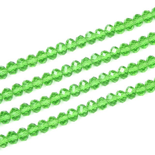 500pcs Creative Club Faceted Rondelle Crystal Glass Beads, Peridot Green, 4x3mm Small Tiny, Hole ID 1mm, CCR416