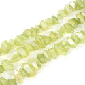 Natural Raw Crystal Quartz Nugget Drilled Gemstone Beads, Peridot Green AB Titanium Coated Stone Nuggets, 15 Inch, GA-B10
