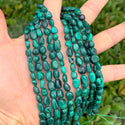 Natural Green Malachite Gemstone Oval Tumbled Pebble Beads, Irregular, 6mm to 8mm, Hole ID 1mm, 15 Inch/1 Strand, GZ11-79