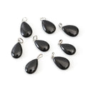 4pcs Natural Black Obsidian Gemstone Pendants, 20x15mm Teardrop Stone Drops, G2P-T9