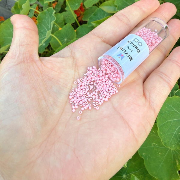 30g Miyuki Delica 11/0 Seed Beads, Opaque Glazed Rosewater (Pink) DB1906