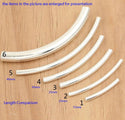 10pcs 925 Sterling Silver Curved Noodle Tubes, Hole ID 1.5mm, Size Selections: 20mm/25mm/30mm/35mm/40mm