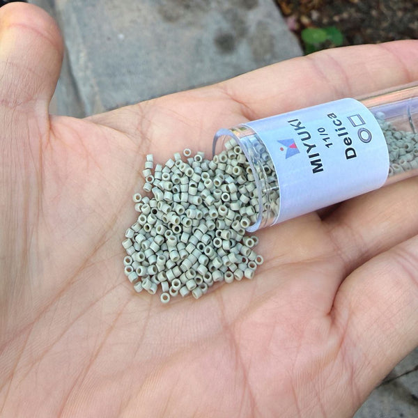 7.5g Miyuki Delica 11/0 Seed Beads, Opaque Matte Glazed Cactus DB2282