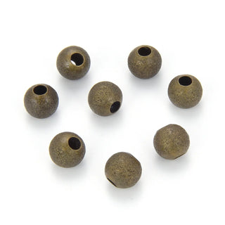 500pcs Small Tiny Stardust Round Beads, Antique Bronze Plated Brass, Tarnish Resistant, 4mm, Hole ID 1.5mm, CF212-4