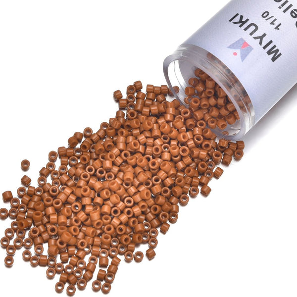 7.5g Miyuki Delica 11/0 Seed Beads, Duracoat Opaque Persimmon Orange DB2108