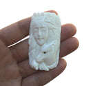 1pc Beautiful Husky Goddness Hand Carved White Buffalo Bone Drop Pendant, Symbol of Strength Prosperity Pendant, with Sterling Silver Bail, 2.2 Inch, BP-74