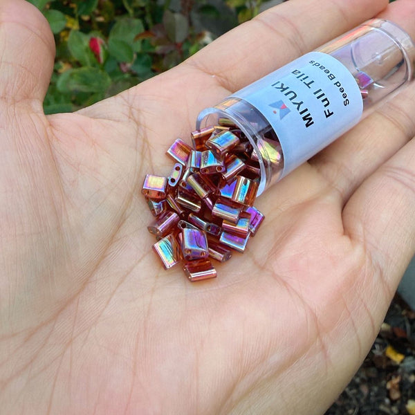 10g Miyuki Full Tila Square Seed Beads 5x5mm, Rainbow Root Beer (TL-257)
