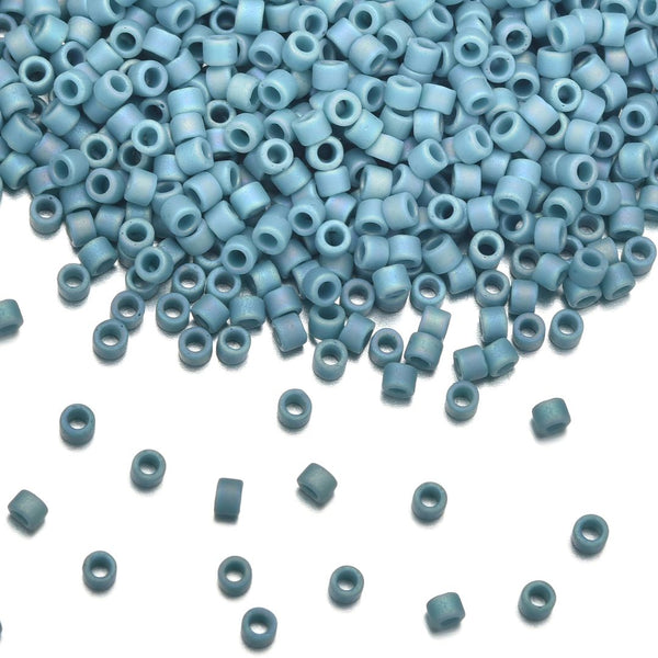30g Miyuki Delica 11/0 Seed Beads, Matte Glazed Rainbow Nile Blue DB2315