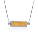 1pc Natural Druzy Crystal Pendant Necklace, Golden Champagne Bar Gemstone Pendant, 18 inch Stainless Steel Surgical Chain, GGP23-2