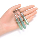1pc Natural Green Aventurine Hexagonal Pile Gemstone Pendant Necklace, 18 Inch Surgical Stainless Steel Chain, GGP-D10