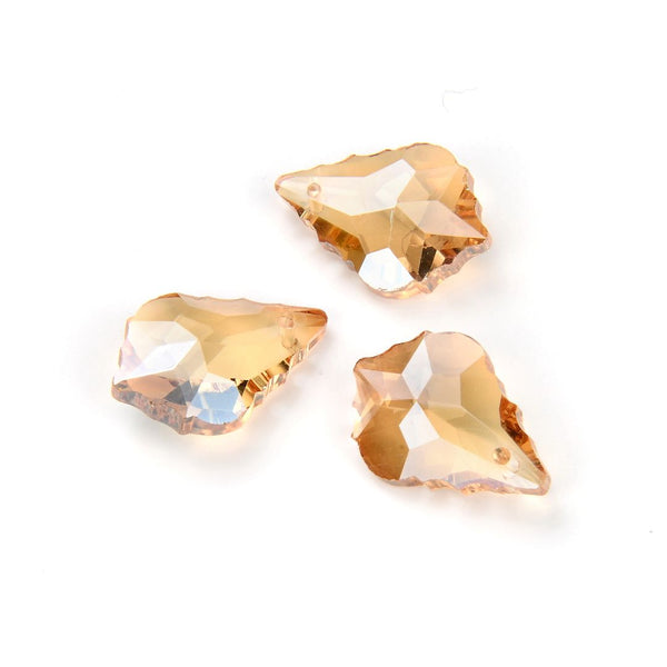 20pcs Creative Club Faceted Crystal Glass Baroque Chandelier Pendant Drops, Golden Shadow, 22x13mm Large, Hole ID 1mm, CCF-28
