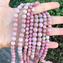 Natural Pink Rhodonite Gemstone Round Beads, 1 Strand/15 Inch, Size Selections: 4mm/6mm/8mm/10mm