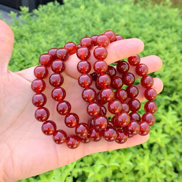 1 Strand Stretch Natural Carnelian Beaded Gemstone Bracelet, 10mm Bead, Length Selections: 7 inch/7.5 inch/8 inch/8.5 inch