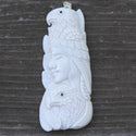 1pc Beautiful Sacred Two-Eagle Goddess Hand Carved White Buffalo Bone Drop Pendant, Symbol of Strength Prosperity Pendant, with Sterling Silver Bail, 2.5 Inch, BP-75