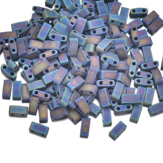 10g Miyuki Half Tila Seed Beads 5x2.3mm, Matte Rainbow Black (HTL-401FR)