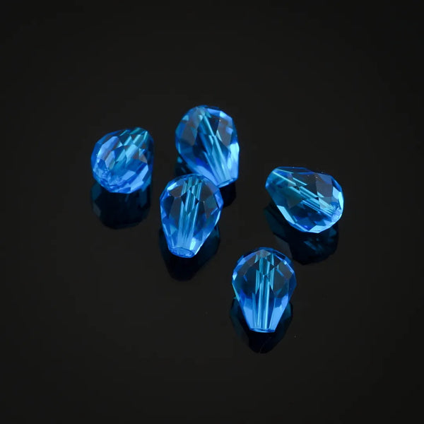 24pcs Adabele Austrian Faceted Teardrop Crystal Beads #5500, Capri Blue, 8mm x 6mm, Hole ID 1mm, SST-825