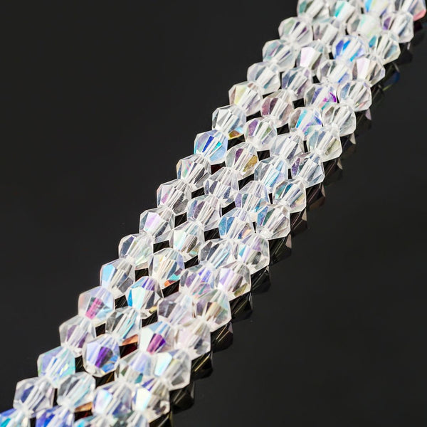 250pcs Creative Club Faceted Bicone Crystal Glass Beads, Crystal AB, 6mm (0.24 Inch), Hole ID 1mm, CCB602