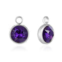 10pcs Grade A February Amethyst Purple Birthstone Charm Drops, Stainless Steel, Tarnish Resistant, 10mm, CCP30-2