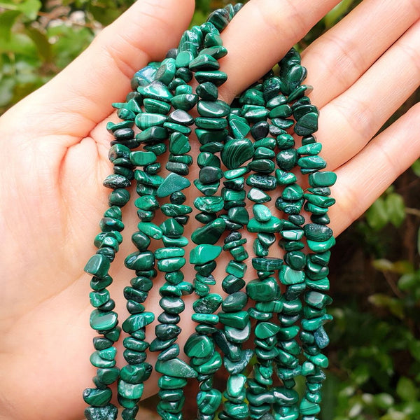Natural Green Malachite Gemstones Chip Beads, Free Form, 5mm-8mm, Hole ID 1mm, 1 Strand/31 Inch, GZ1-32