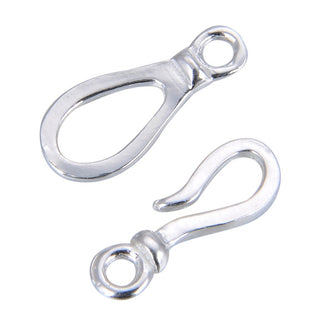 2 Sets 925 Sterling Silver Raindrop Shaped Toggle, S Hook Clasp, 14mm, SS26-CC