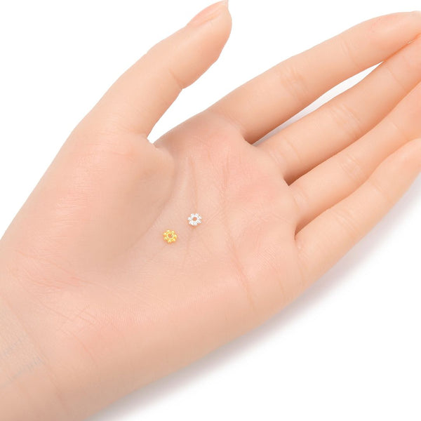 100pcs Tarnish Resistant Small Thin Daisy Flower Rondelle Beads, Sterling Silver Plated Brass, 4.5x0.8mm, Hole ID 1.2mm, BF110-1