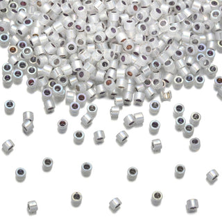 7.5g Miyuki Delica 11/0 Seed Beads, Rainbow Silver-Lined Opal DB223