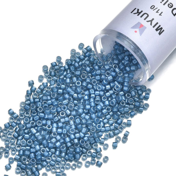 30g Miyuki Delica 11/0 Seed Beads, Translucent Luminous Dusk Blue DB2054