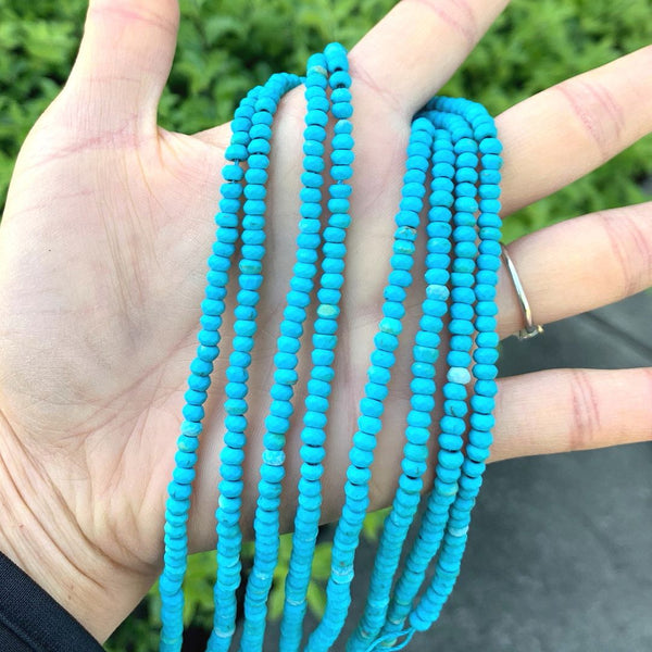 Natural Turquoise Blue Quartz Gemstone Faceted Rondelle Beads, 4x2mm/Small, Hole ID 0.9mm, 14 Inch/1 Strand, GH1R-12