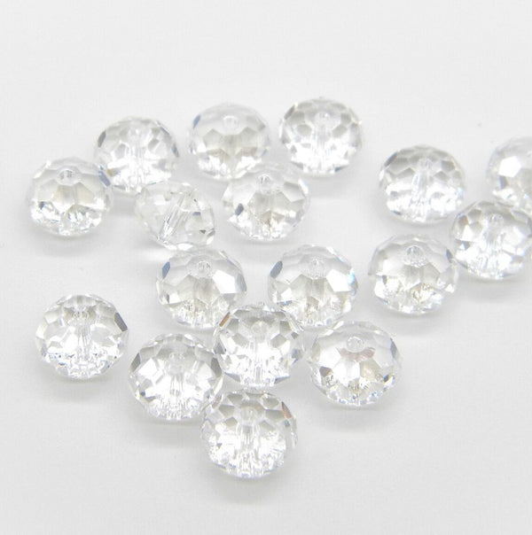 24pcs Adabele Austrian Faceted Rondelle Crystal Beads #5040, Crystal Clear, Size Selections: 6x4mm, 8x6mm, 10x8mm