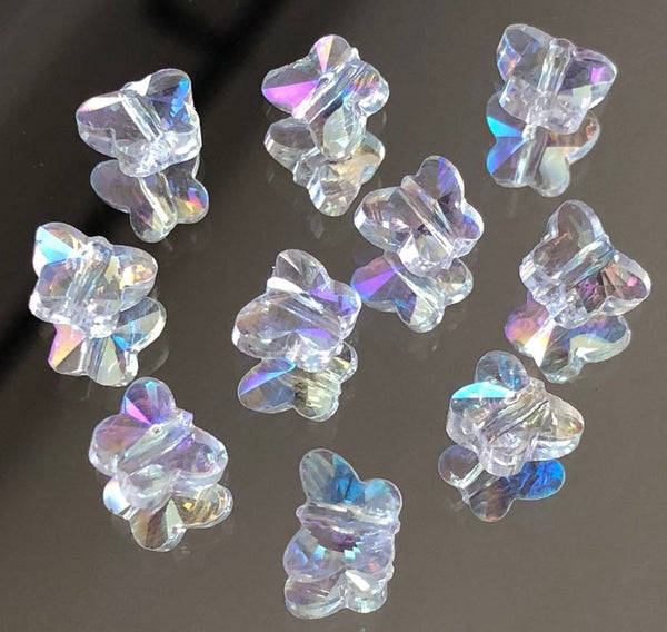 20pcs Creative Club Butterfly Crystal Glass Beads #5754, Center Drilled, Crystal AB #5754, Center Drilled, 22x13mm Large, Hole ID 1mm, CCBF-2
