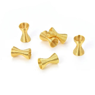 100pcs Large Hole Double Side Wire Coil Spring Beads, 18K Yellow Gold Plated Brass, 11x7mm, Hole ID 5mm, CF113-2