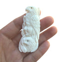 1pc Beautiful Sacred Two-Eagle Goddess Hand Carved White Buffalo Bone Drop Pendant, Symbol of Strength Prosperity Pendant, with Sterling Silver Bail, 2.5 Inch, BP-75